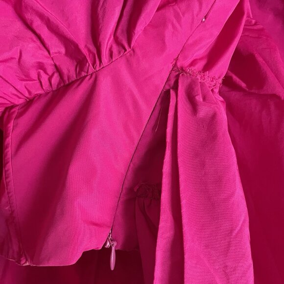 Zara Women M Fuchsia Pink 3D Rose Ruffle Asymmetric One Shoulder Voluminous Top - Picture 7 of 9